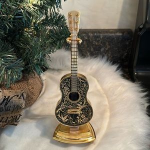 Damascene Gold plated mini electric guitar with stand
